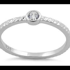 Sterling Silver Small Round Cut Clear CZ Ring
